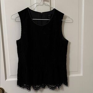 J Crew Black Lace Sleeveless Blouse 4P